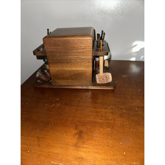 Vintage Tobacco Estate Pipes Lot of 6 with Wooden Pipe Stand Box Humidor - Picture 1 of 8
